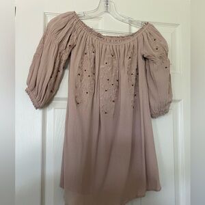 Boho Hippie beige off the shoulder top
